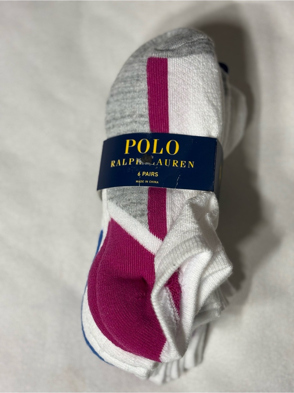 6 PAIRS PACK POLO RALPH LAUREN WOMEN NO SHOW SOCKS WHITE / GREY SIZE 9-11 New